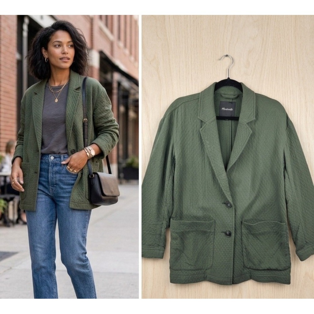 Madewell Diamond Jacquard Shaw Blazer Womens Small Quilted Cotton‎ Minimalist